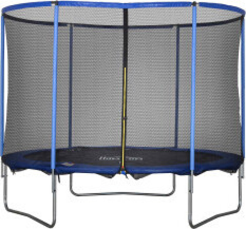 Trampoline med sikkerhetsnett, hagetrampolin for innendørs og utendørs bruk, fitness trampoline, blå + svart, opptil 113,6 kg, Ø