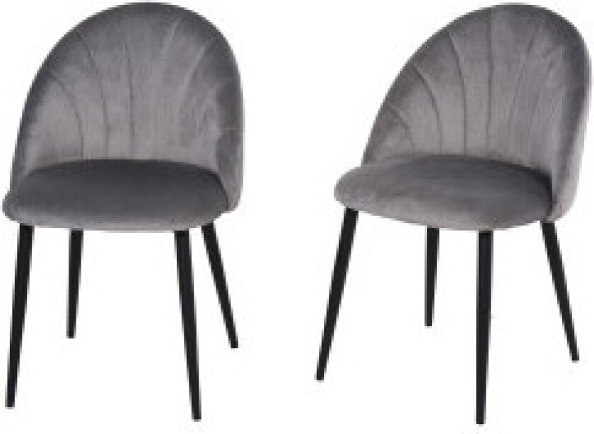 Spisestuestoler sett med 2 kjøkkenstoler Skandi design stuestol trukket stol kontorstol fløyel metallgrå 52x54x79cm