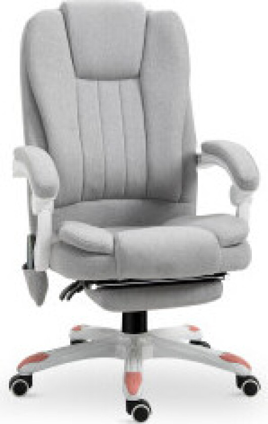 Massasjestol kontorstol, gaming stol laget av polyester og skum, nylon, grå, 55,5x56,5x107-115cm