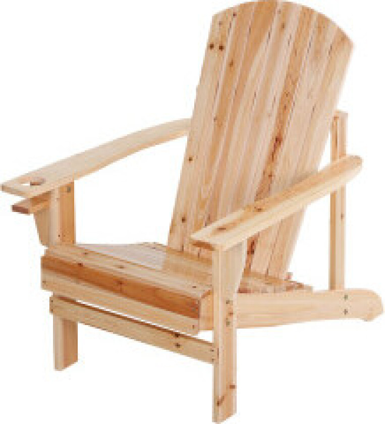Adirondack hagestol med koppholder, hageseng, balkongstol, heltre, naturlig 72,5 x 97 x 93 cm