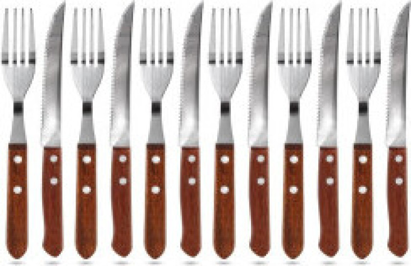 Bestikksett til biffer og pizza, 12 stk