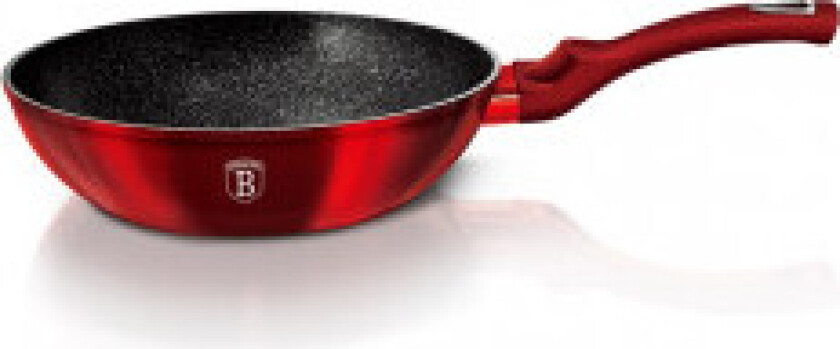 Wok laget av granitt, 30 cm, i en elegant burgunder farge.