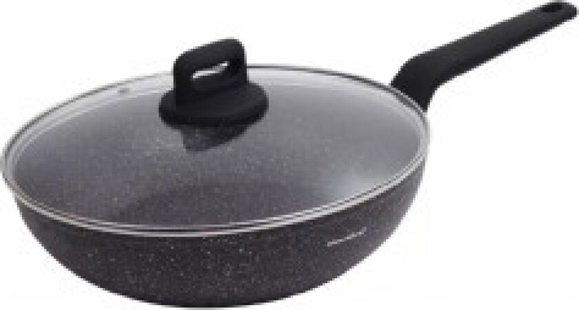 Marmorert wok med lokk 28 cm
