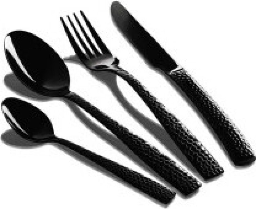 Bestikksett, 24 deler, sort.