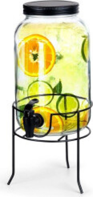 Glasskrukke 3,2l for drikke med kran og stativ