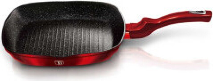 Granittbelagt grillpanne 28 cm - sort og burgunder