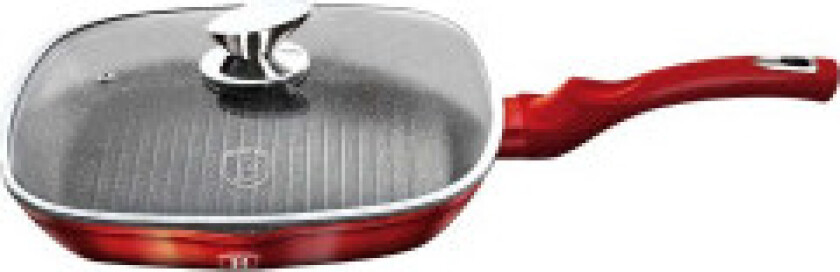 Grillpanne i granitt 28 cm, rød metallic