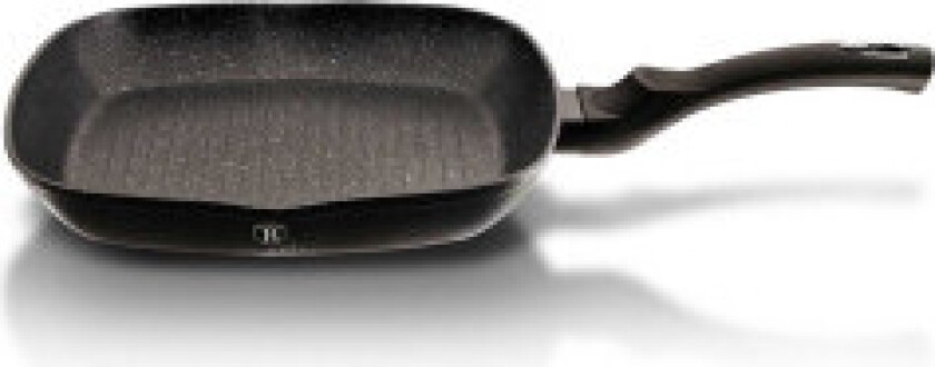 Grillpanne i granitt, 28 cm, sort og sølv.