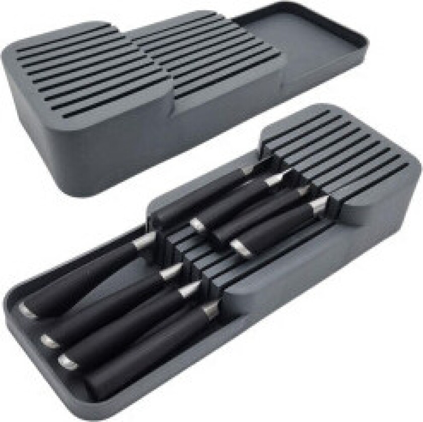 Organizer for knivblokk og skuffeinnsats, grå