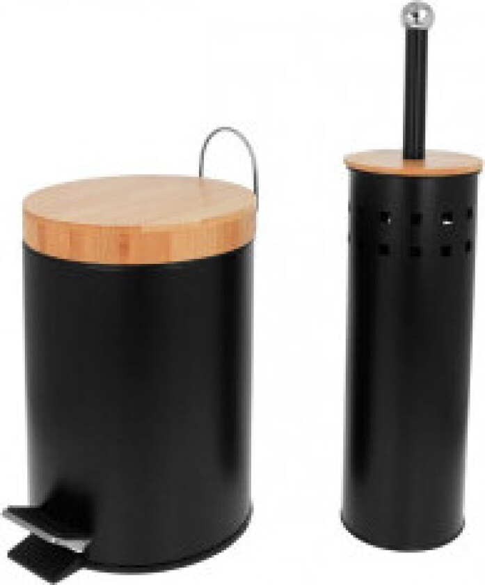 Søppelbøtte 3L med bambuslokk og toalettbørste