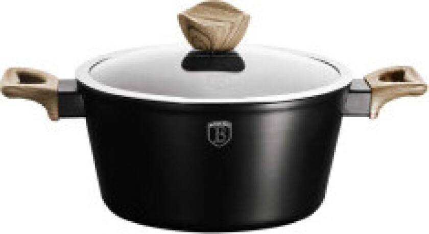 Støpejernsgryte med granittbelegg 24 cm i ibenholt og lønn.