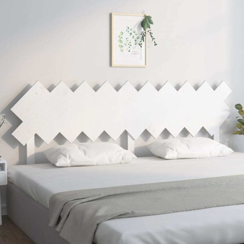 Sengegavl hvit 196x3x80,5 cm heltre furu