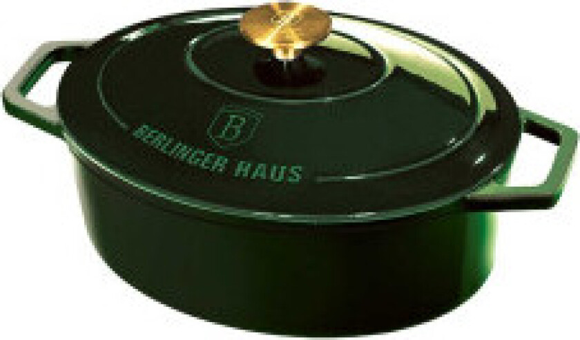 Emaljert støpejernsgryte med lokk, 30 cm.