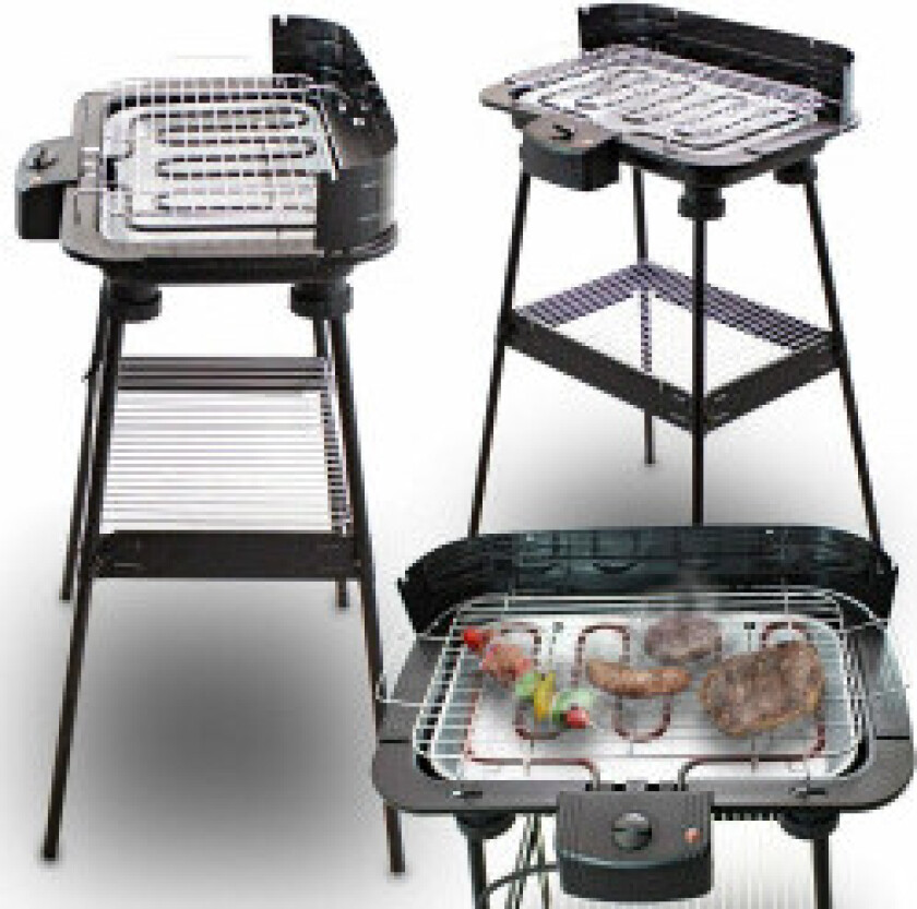 Elektrisk grill for terrasse, balkong og hage med stativ