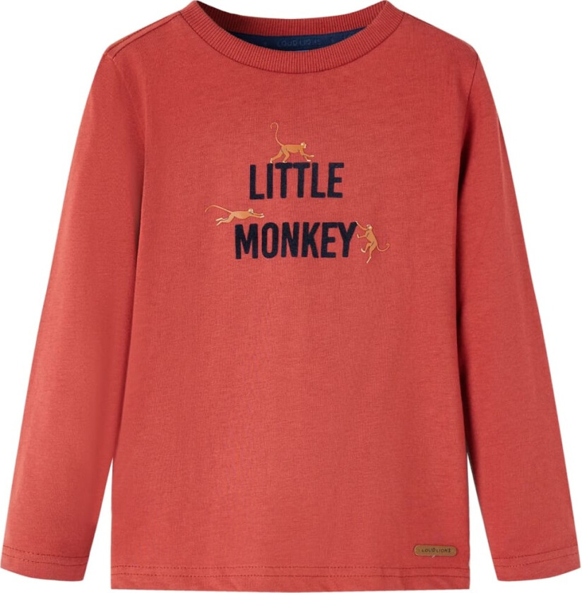 T-skjorte for barn med lange ermer mørkerød 128