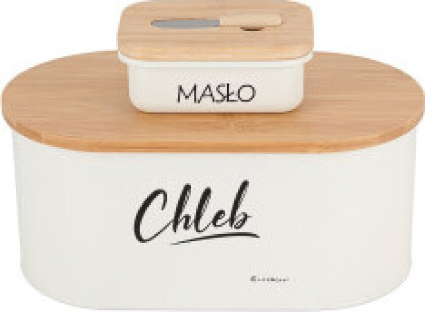 Brødboks i stål med smørboks og smørkniv, E-6022