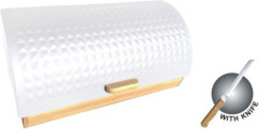 Brødboks i bambus med brødkniv, hvit
