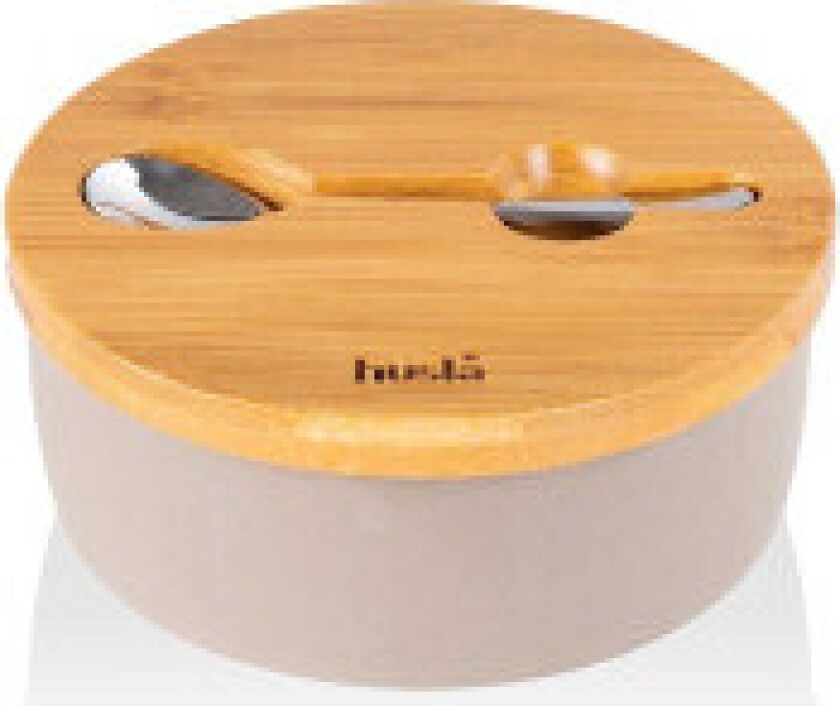 Keramisk sukkerskål med skje i Hygge-stil