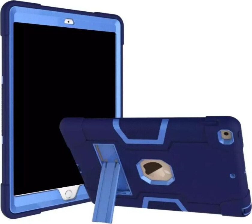 iPad 10.2" (2021 / 2020 / 2019) Håndverker Deksel med Stativfunksjon og Front Ramme- Blå