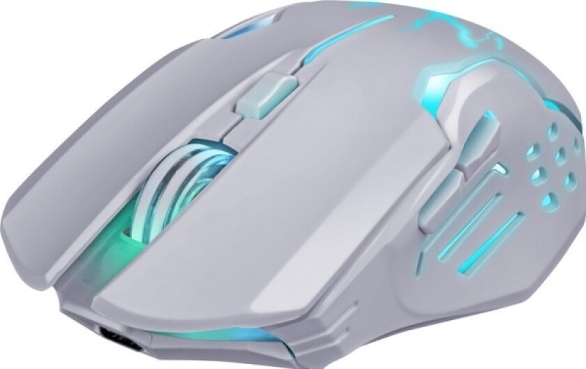 Katana Gm-511 Trådløs Mus Optisk 3200Dpi Hvit Rgb Batteri 7 Knapper Gaming Klikkfri Lydløs