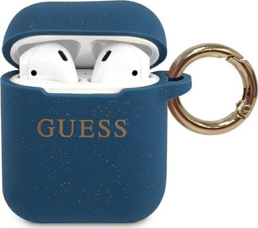 Guaccsilglbl Airpods-Deksel Blå/Blå Silikonglitter