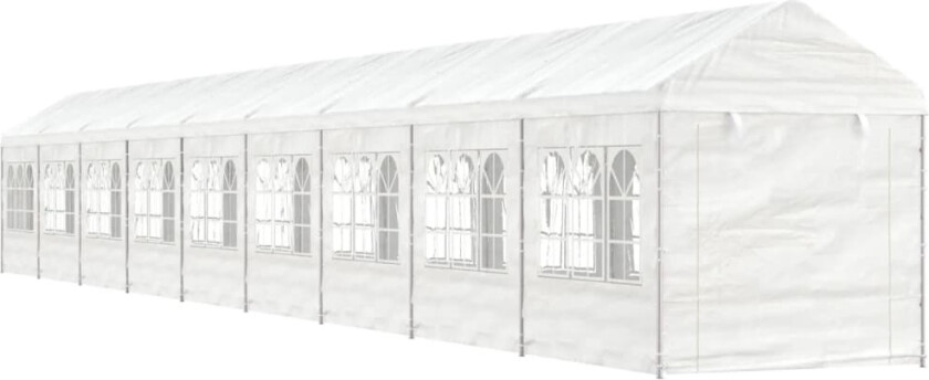 Paviljong med tak hvit 20,07x2,28x2,69 m polyetylen