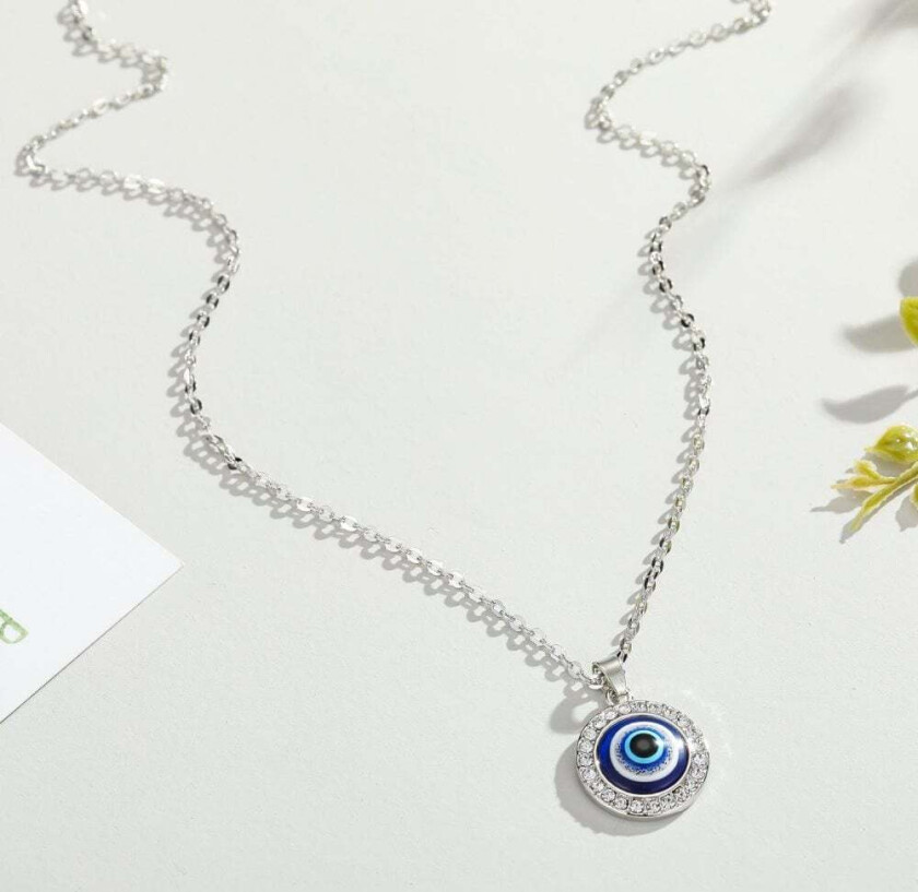Evil eye - necklace with rhinestones, silver and gold protect nazar
