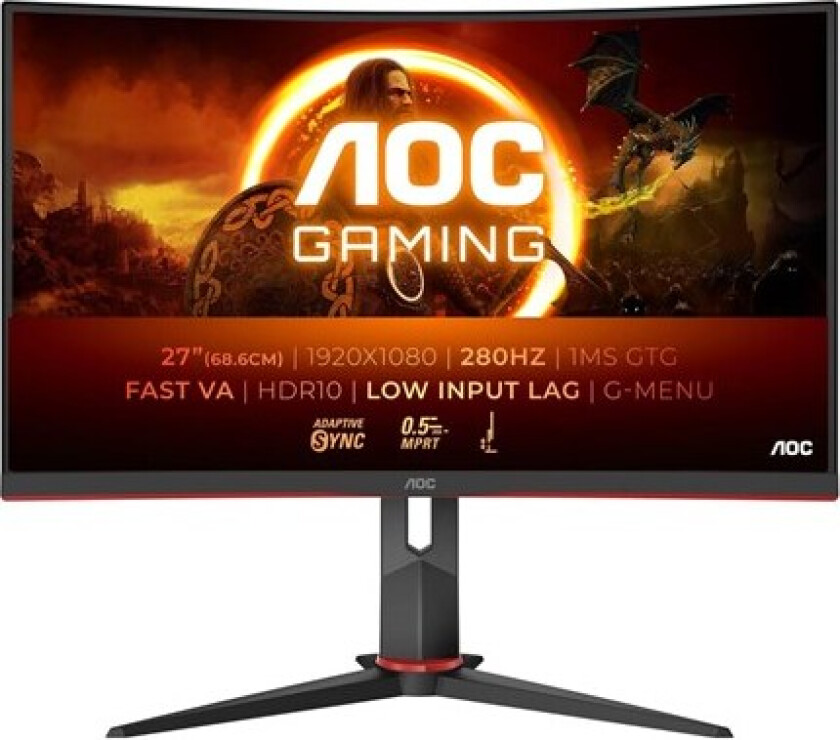 27" AOC Gaming C27G2Z3/BK - LED monitor - curved - Full HD (1080p) - 27" - HDR
