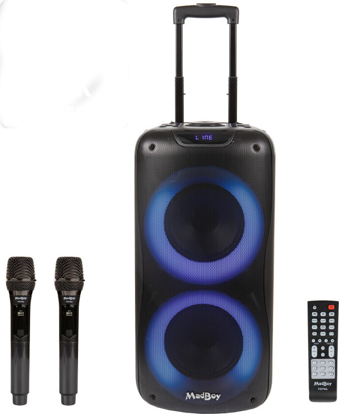 MadBoy TOTAL Karaoke høyttaler - Bluetooth, batteri (16 timer), 2 mikrofoner