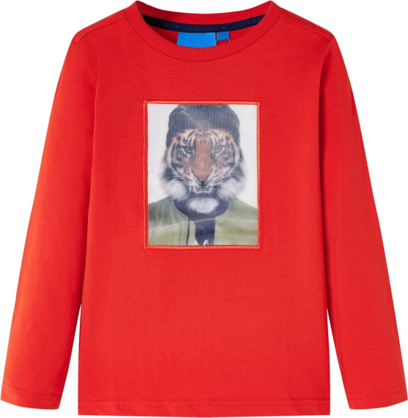 T-skjorte for barn med lange ermer rød 140