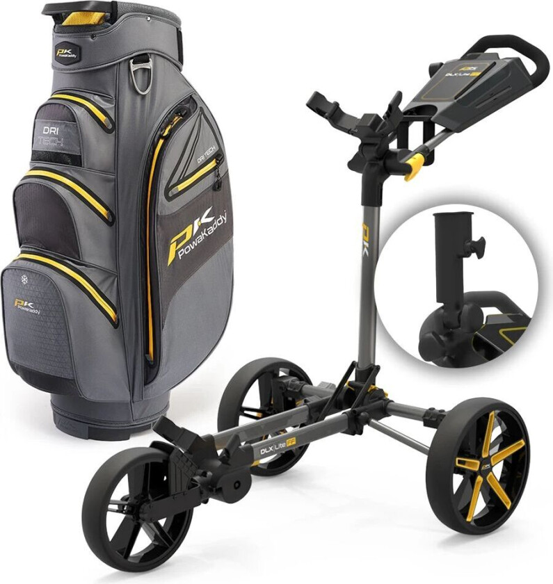 Powakaddy Dlx-Lite Ff Golftralle Gunmetal/rød