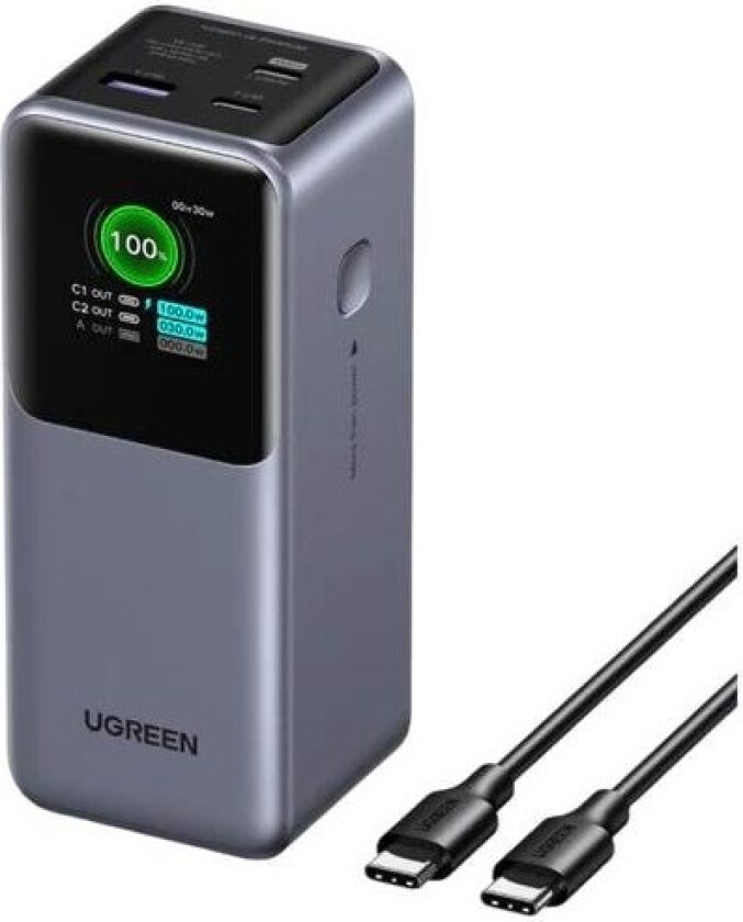 130w Fast Charging Power Bank Nødlader - Grey - 20000 mAh