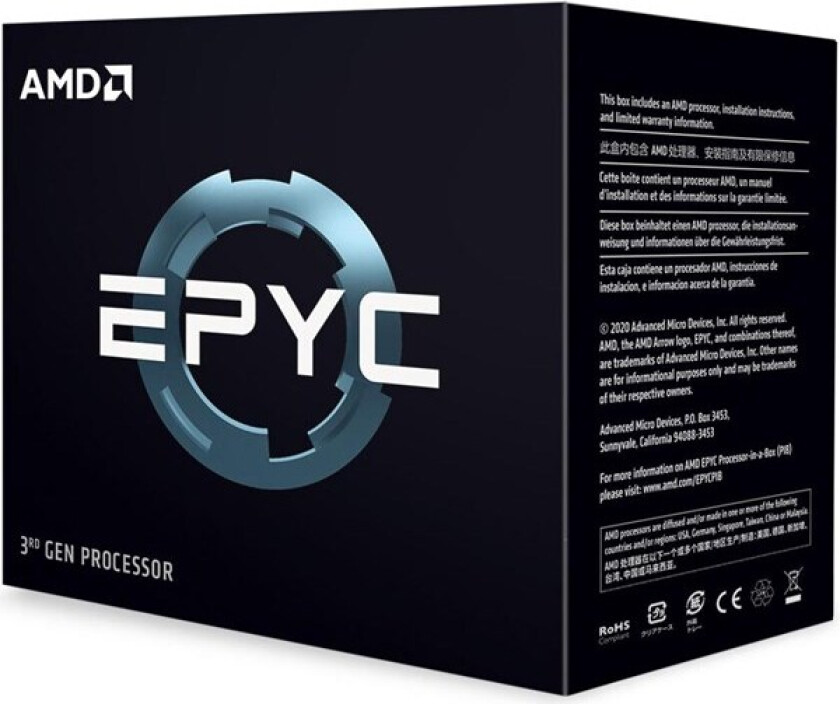EPYC 7763 Prosessor/CPU - 64 kjerner - 2.45 GHz - SP3 - Boks (uten kjøler)