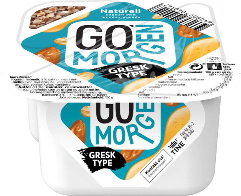 Go'Morgen Yoghurt Naturell&Honning 190g