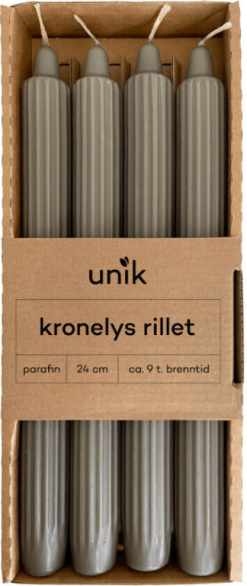 Kronelys Grå Rillet 4stk
