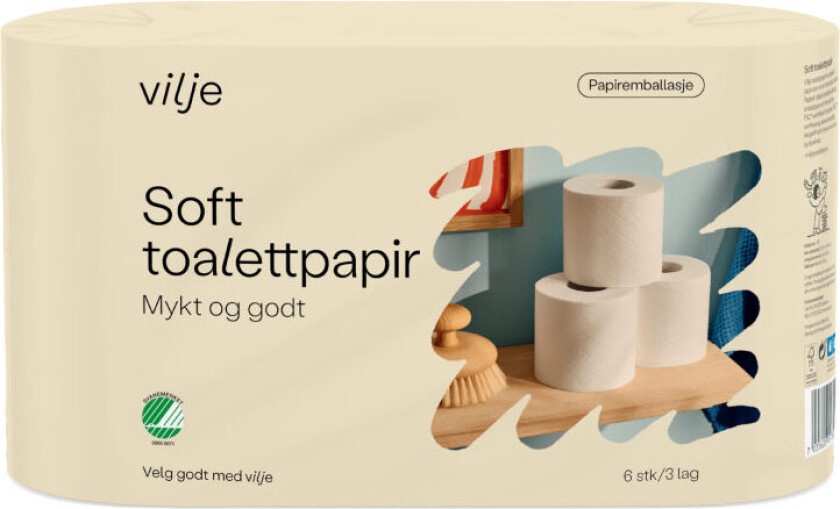 Toalettpapir Soft 6rl i Papiremballasje