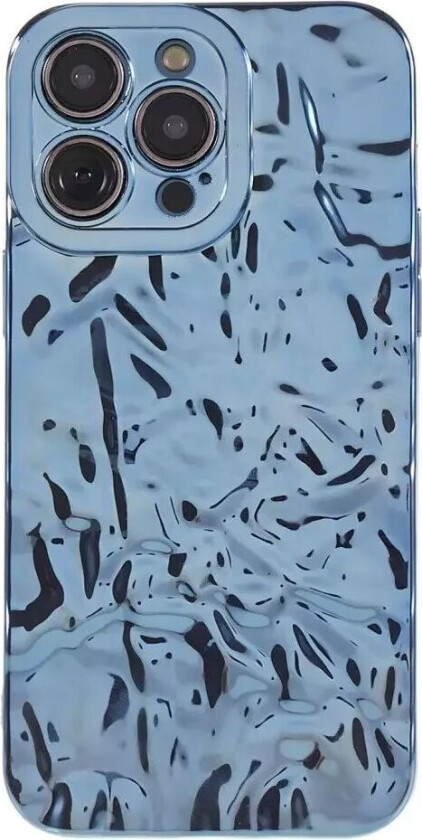 iPhone 13 Pro Glinsende Fleksibel Plast Bakside Deksel - Bølget Design - Blå