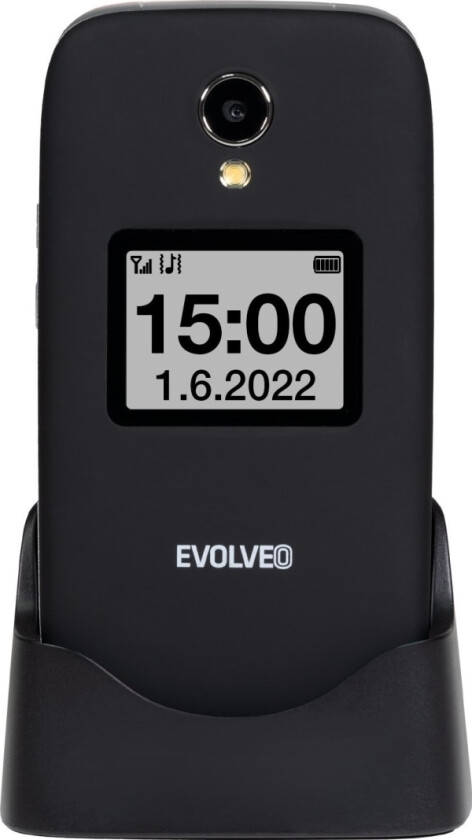 Easyphone Fs, Flip-Up Mobiltelefon 2.8&Amp #039 &Amp #039 For Seniorer Med Ladestativ (Svart Farge)