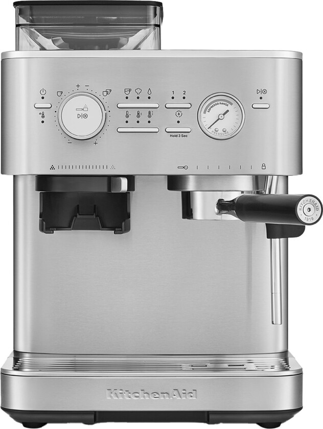 Espressomaskin med kaffekvern, stainless steel