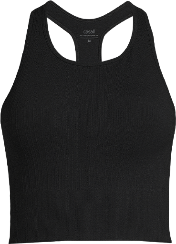 Multi Rib Seamless Padded Sports Top, Black