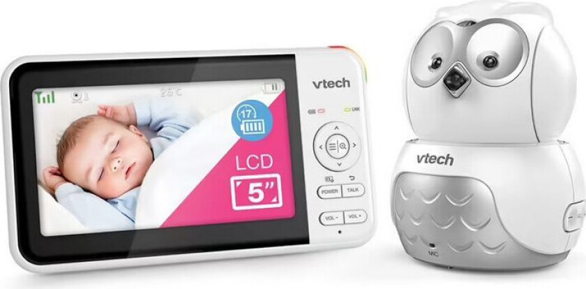 Vtech Baby Monitor med Kamera, Ugle - 17 timer, 50 meter - Hvit