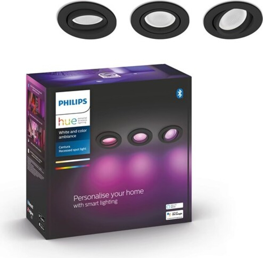 Bilde av Hue Centura Innfelt Spot - Rund - Svart - 3-pakning