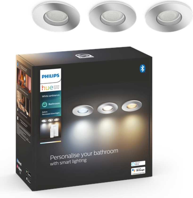 Bilde av Hue Adore Innfelt Baderomsspot - Krom - 3-pakning