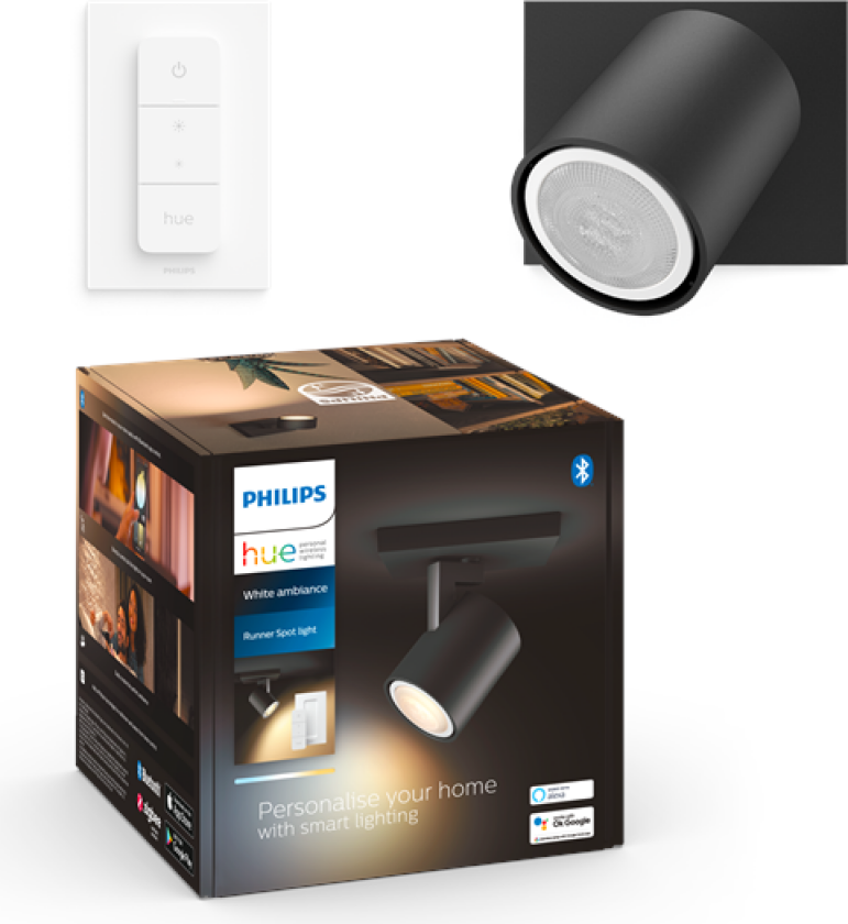 Hue Runner Sigle Spotlight - Svart - Med Dimmebryter