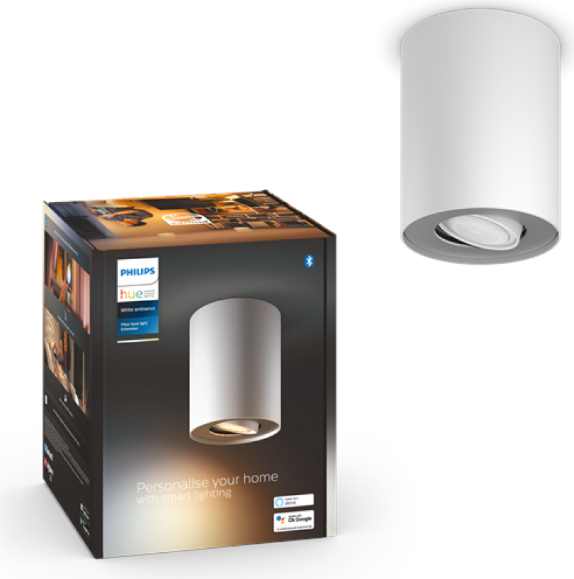 Hue Pillar Single Spotlight - Hvit - Uten Dimmebryter
