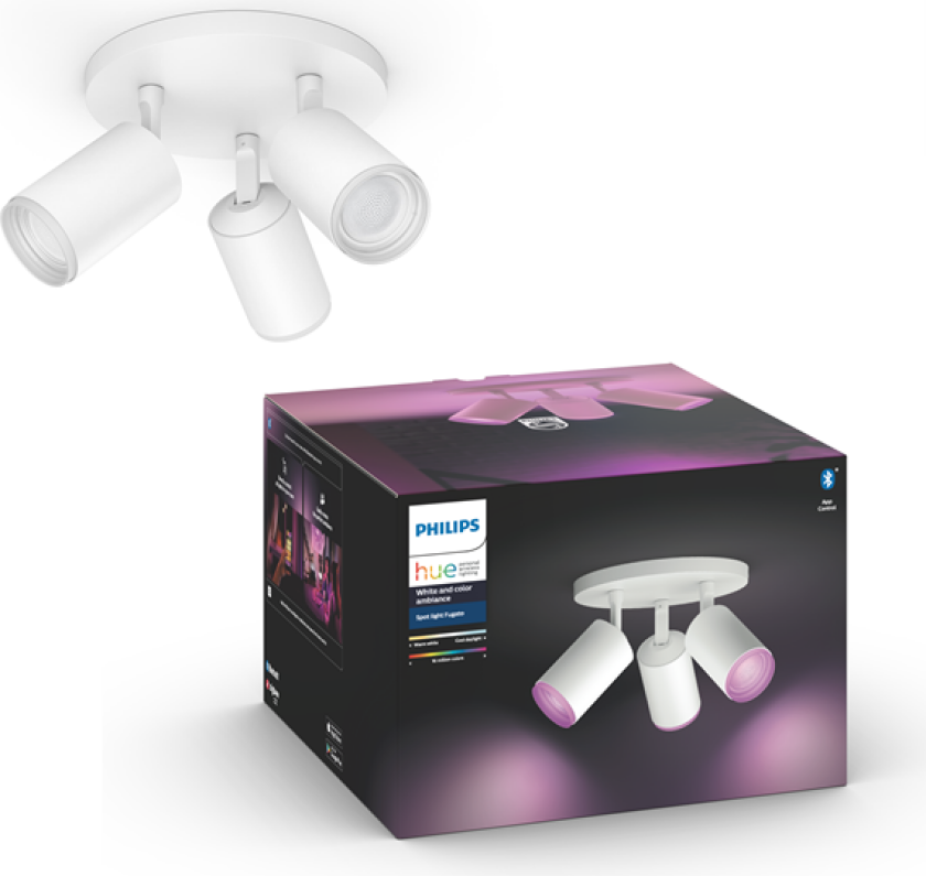 Hue Fugato Plate/Spiral 3x5.7W Spots - Hvit