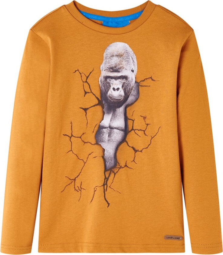 T-skjorte for barn med lange ermer mørkeoker 116