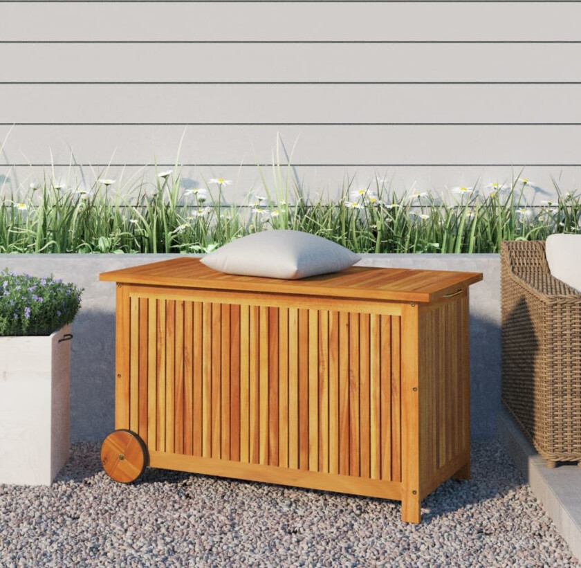 Bilde av Putekasse med hjul 90x50x58 cm heltre akasie