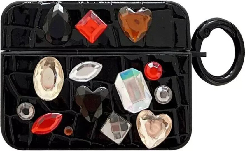 Apple AirPods Pro (1. gen.) Fleksibelt Plastdeksel med Perledekor – Svart