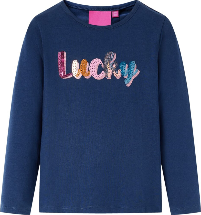 T-skjorte for barn med lange ermer marineblå 116